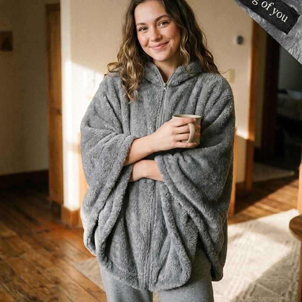 Women's Grey Cape-Style Cozy Top